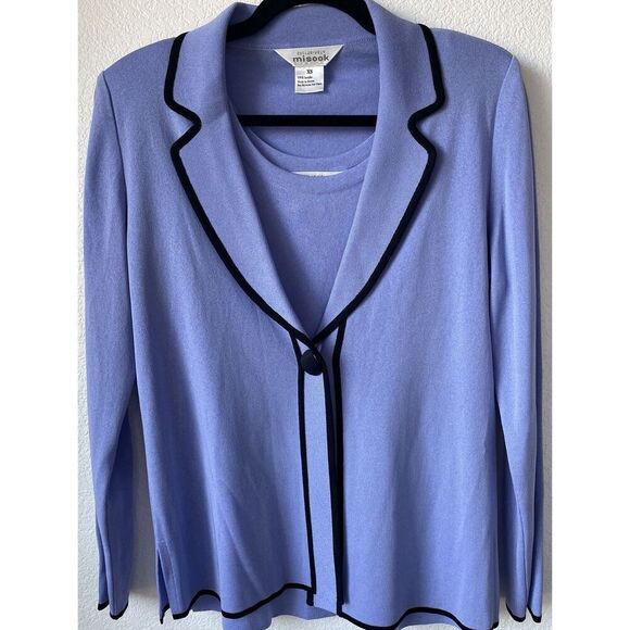 Exclusively Misook One Button Blazer and Matching Sleeveless Shell Purple XS - Picture 2 of 4